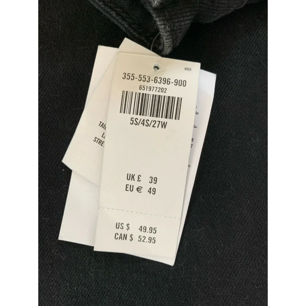 Hollister Ultra High-Rise‎ Mom Jeans Sz 27S Dark Wash Raw Hem Denim Black 5s/4s